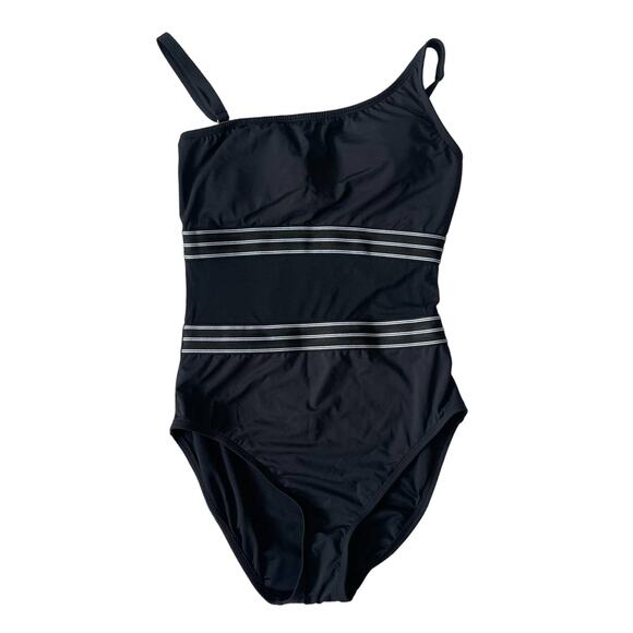 Bleu Rod Beattie OFF THE GRID ONE SHOULDER ONE PIECE SWIMSUIT Black Size 8 - Picture 1 of 7